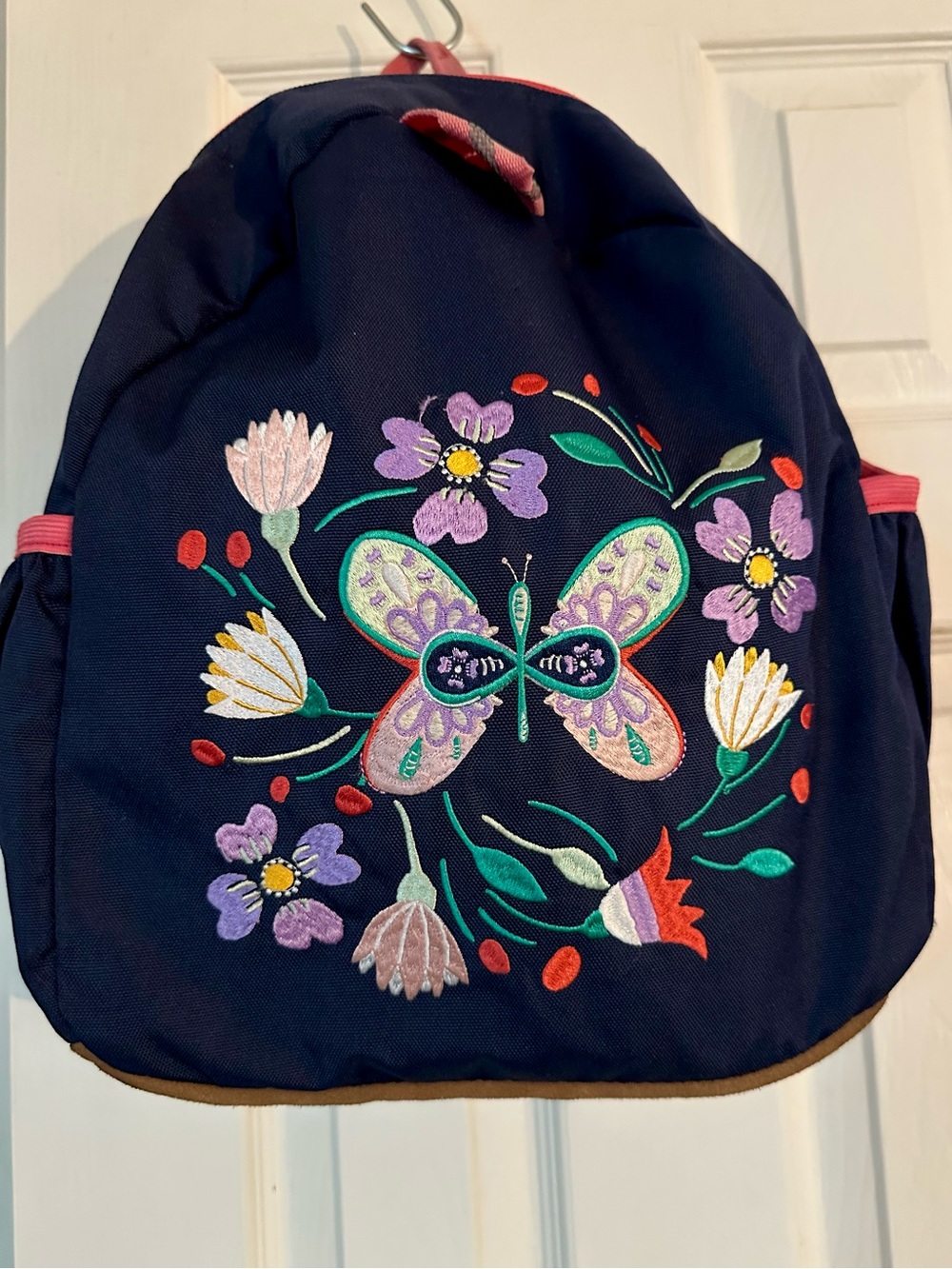 Hanna Andersson Navy Backpack with Embroidered Butterfly & Flowers school travel